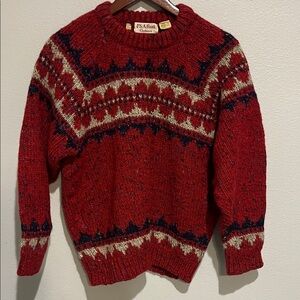 Jos. A. Bank Red and Navy Crewneck Sweater